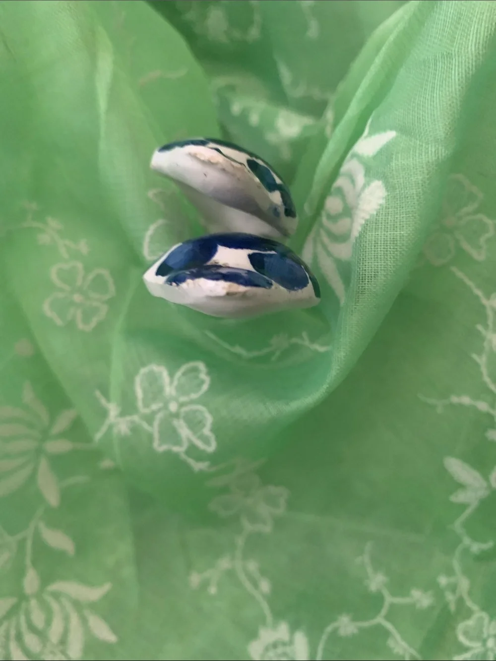 Blue and White Floral Wooden Spoon and fork